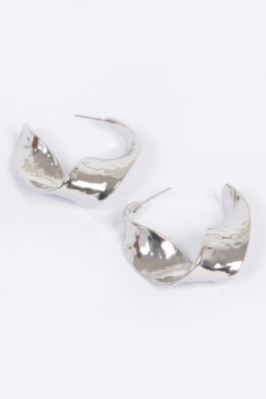 Vintage Brushed-Metal Earrings with Organic Texture