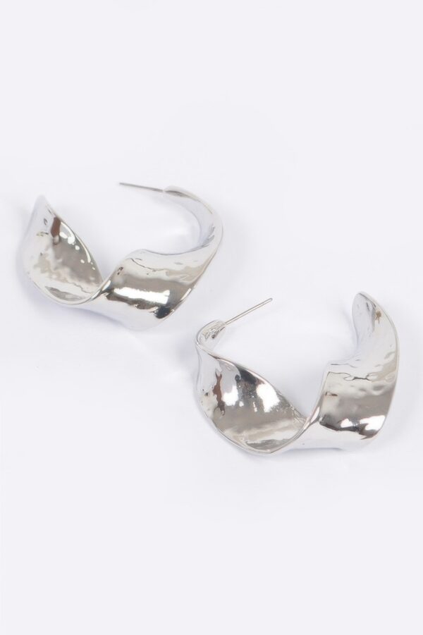 Vintage Brushed-Metal Earrings with Organic Texture