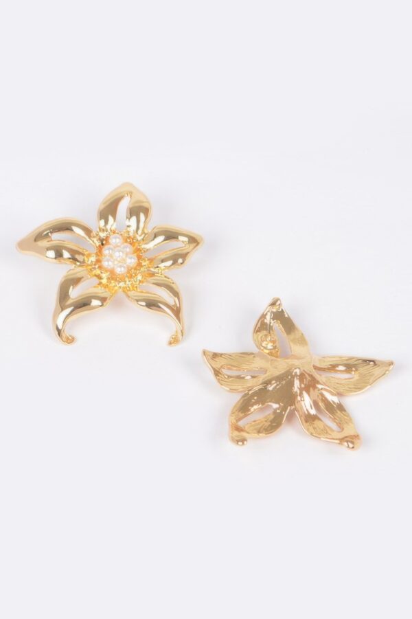 Vintage Sculpted Metal Flower Statement Earrings