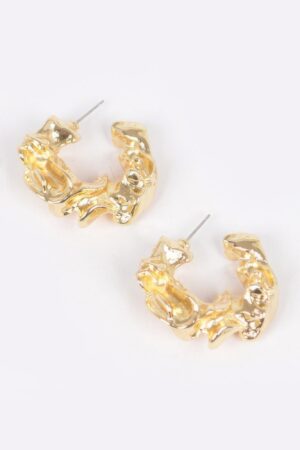 Vintage Brushed Metal Earrings – Organic Silhouette