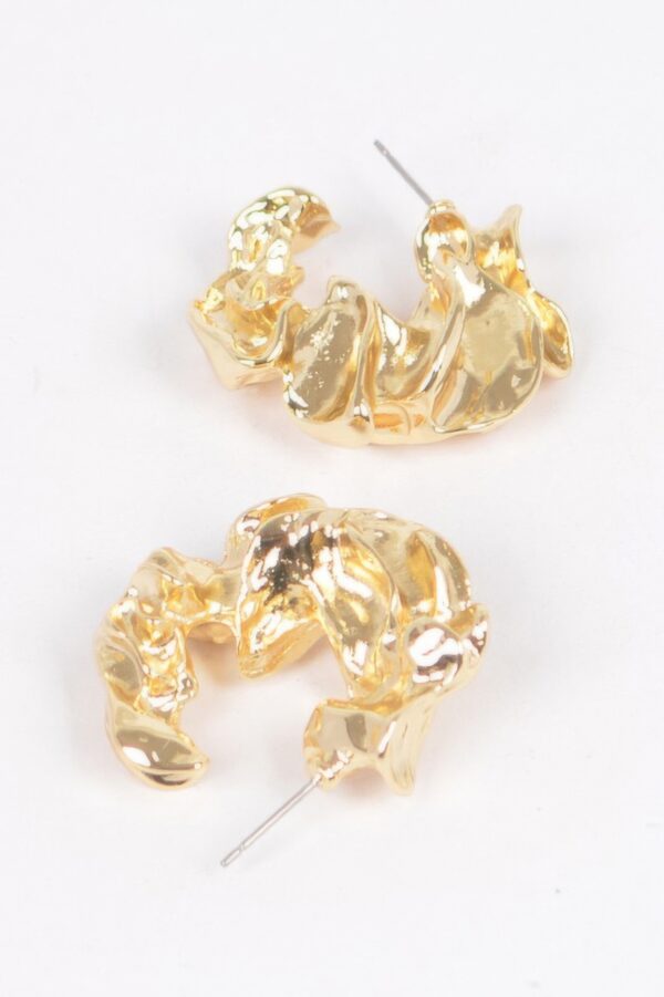 Vintage Brushed Metal Earrings – Organic Silhouette