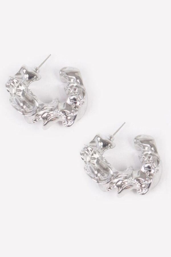 Vintage Brushed Metal Earrings – Organic Silhouette