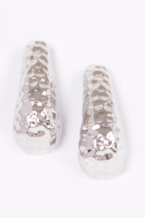 Vintage Brushed Metal Drop Earrings – Organic Silhouette