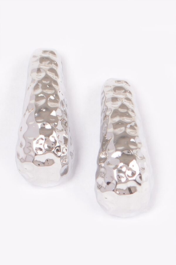 Vintage Brushed Metal Drop Earrings – Organic Silhouette