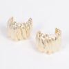 Gold-Dip Metal Earrings – Vintage Compact Round