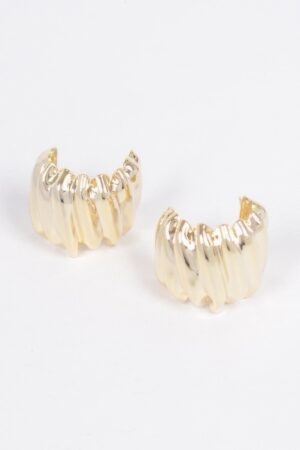 Gold-Dip Metal Earrings – Vintage Compact Round