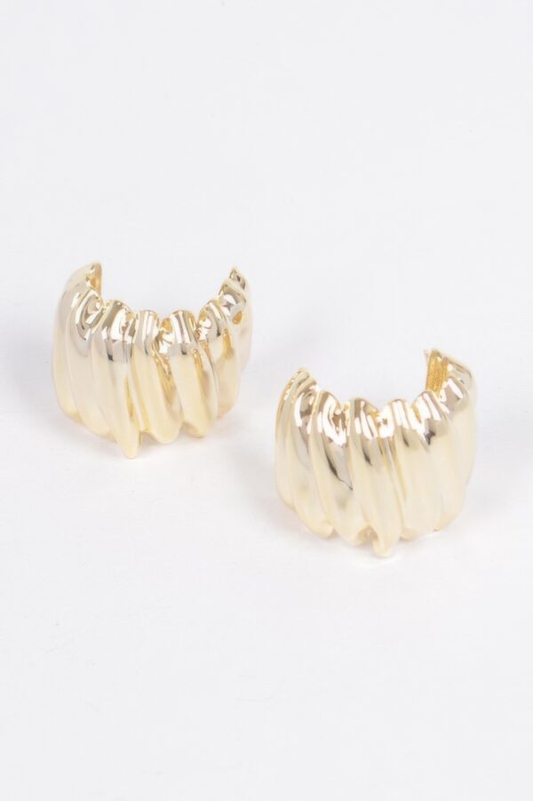 Gold-Dip Metal Earrings – Vintage Compact Round