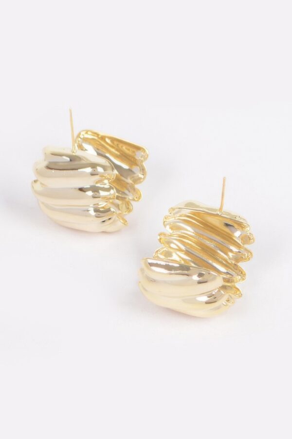 Gold-Dip Metal Earrings – Vintage Compact Round