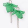Polyester Flower Rhinestone Drop Earrings – Layered Petals