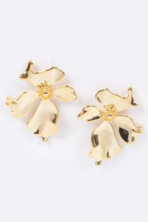 Metal Flower Earrings – Sculpted Petal Silhouette