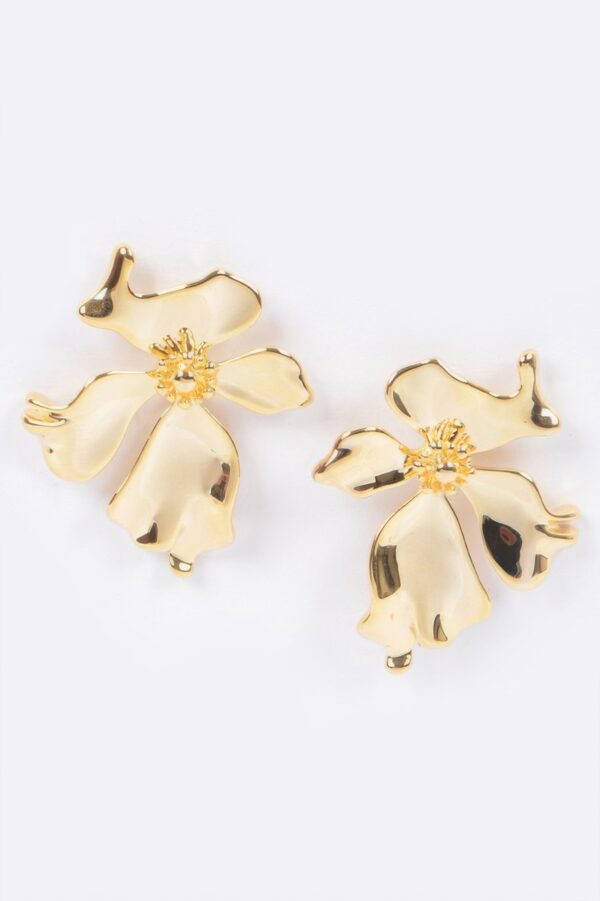 Metal Flower Earrings – Sculpted Petal Silhouette