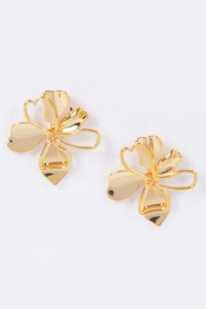 Metal Flower Earrings – Vintage Finish Floral Studs