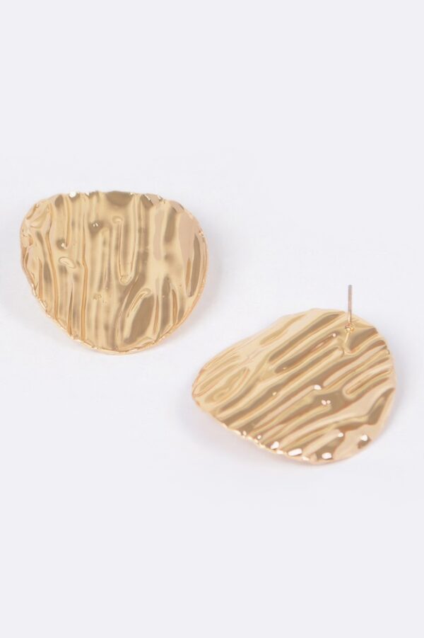 Vintage Textured Metal Earrings with Dimensional Finish