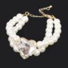 Faux Pearl Stretch Bracelet with Stone Accents