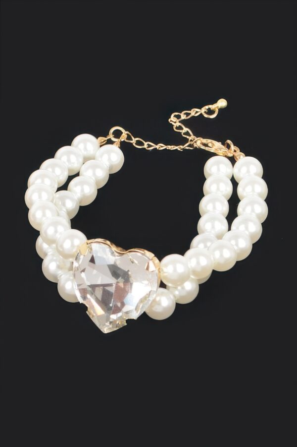 Faux Pearl Stretch Bracelet with Stone Accents