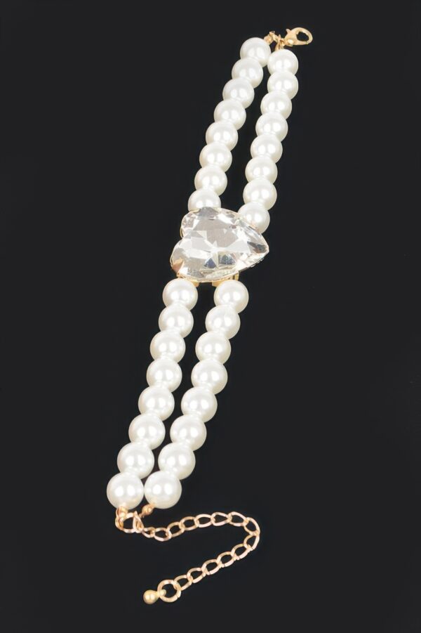 Faux Pearl Stretch Bracelet with Stone Accents