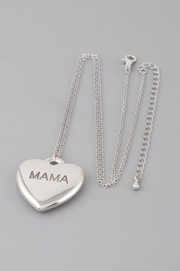 Mama Heart Pendant Necklace – Engraved ‘MAMA’ Gold-Tone