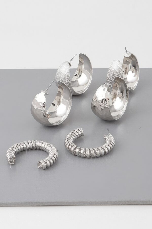 Triple Hoop Earring Set – Rounded Metallic Hoops