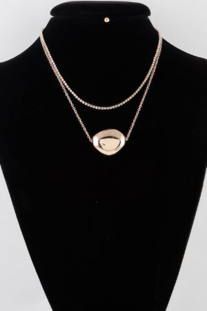 Double Shiny Plate Necklace – Short Polished Disc