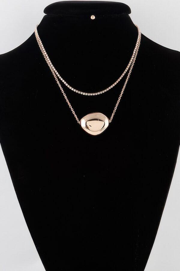 Double Shiny Plate Necklace – Short Polished Disc