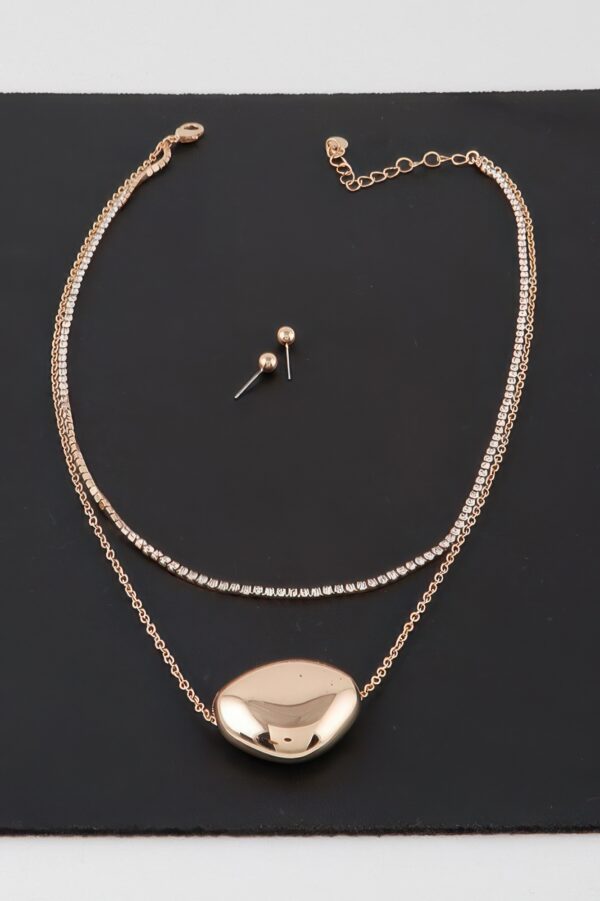 Double Shiny Plate Necklace – Short Polished Disc