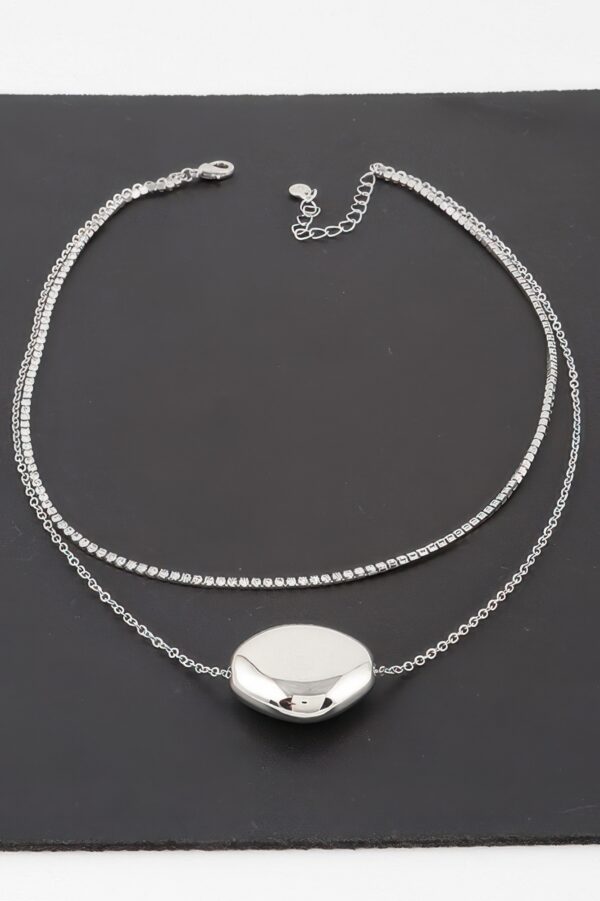 Double Shiny Plate Necklace – Short Polished Disc