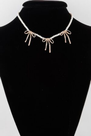 Pearl-Accent Ribbon-Tie Charm Necklace