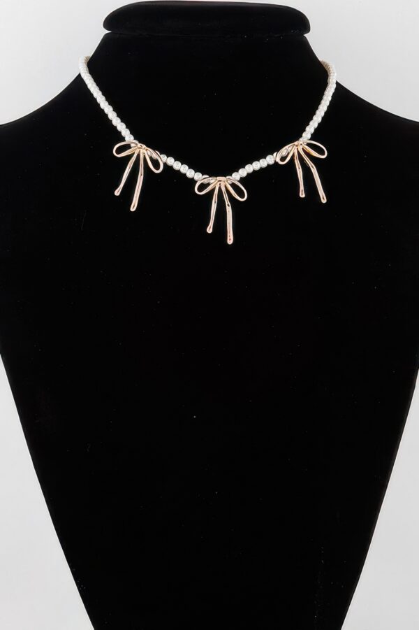 Pearl-Accent Ribbon-Tie Charm Necklace