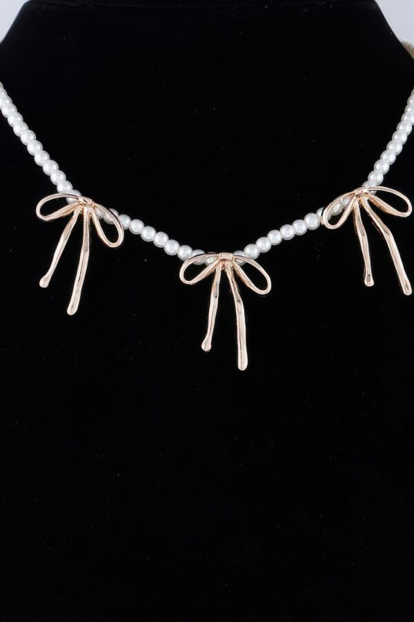 Pearl-Accent Ribbon-Tie Charm Necklace