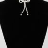 Pearled Ribbon-Tie Necklace – Faux Pearl, 12″