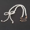 Pearled Ribbon-Tie Necklace – Faux Pearl, 12″
