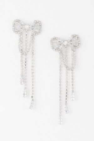 Jeweled Ribbon Dangle Earrings – Cascading Jewel Accent