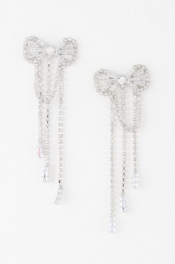 Jeweled Ribbon Dangle Earrings – Cascading Jewel Accent