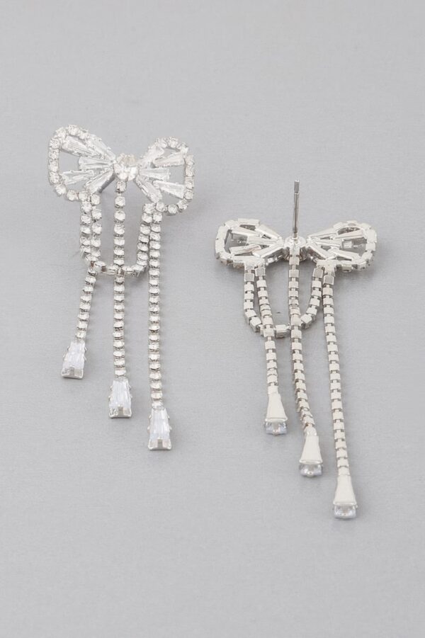 Jeweled Ribbon Dangle Earrings – Cascading Jewel Accent