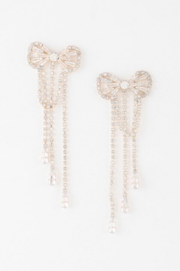 Jeweled Ribbon Dangle Earrings – Cascading Jewel Accent