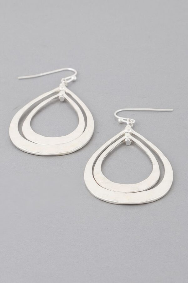 Hammered Double Teardrop Earrings – Textured Metal