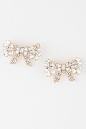 Ribbon Teardrop Crystal Earrings