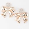 Shiny Jeweled Ribbon Dangle Earrings