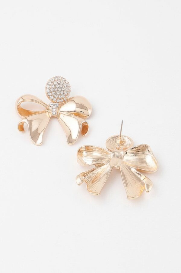 Shiny Jeweled Ribbon Dangle Earrings