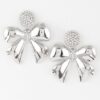 Shiny Jeweled Ribbon Dangle Earrings
