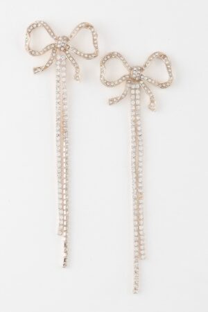 Jeweled Ribbon Drop Earrings – Extra-Long Ribbon Silhouette