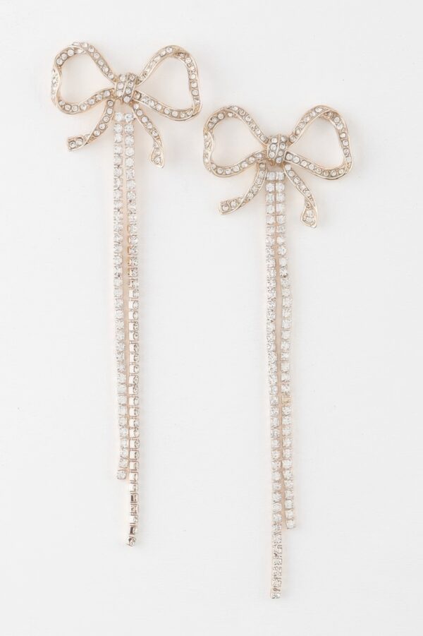 Jeweled Ribbon Drop Earrings – Extra-Long Ribbon Silhouette