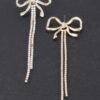 Jeweled Ribbon Drop Earrings – Extra-Long Ribbon Silhouette
