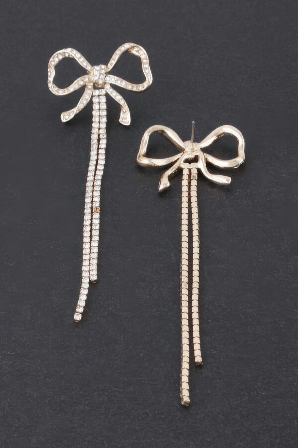 Jeweled Ribbon Drop Earrings – Extra-Long Ribbon Silhouette