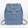 Denim Backpack with Mixed Metal Accents