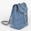 Denim Backpack with Mixed Metal Accents