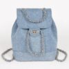 Denim Backpack with Mixed Metal Accents