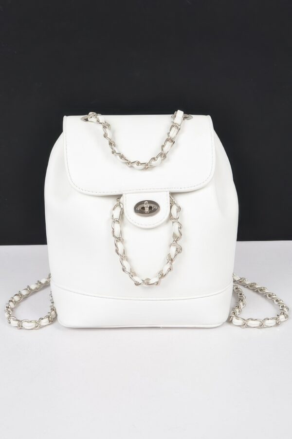 Faux Leather Flap Backpack – Mixed Metal Accents