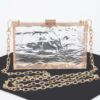 Clear Acrylic Case Clutch with Mixed-Metal Trim