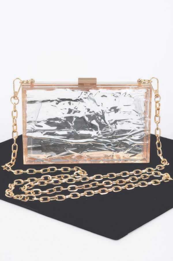 Clear Acrylic Case Clutch with Mixed-Metal Trim
